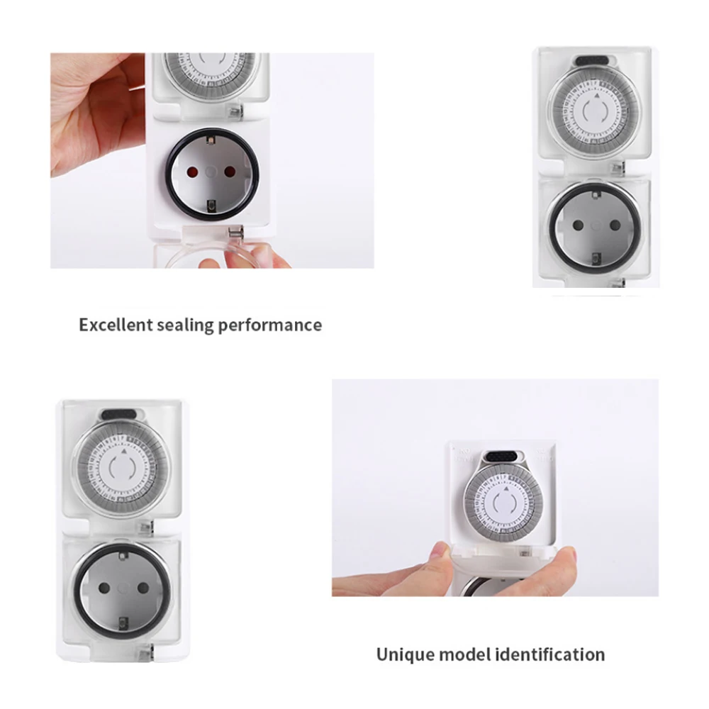 Mechanical Timer Socket 24-Hour Cycle Automatic Switch Electrical Outlet Support 16A 3680W High-Power IP44 Waterproof Timer