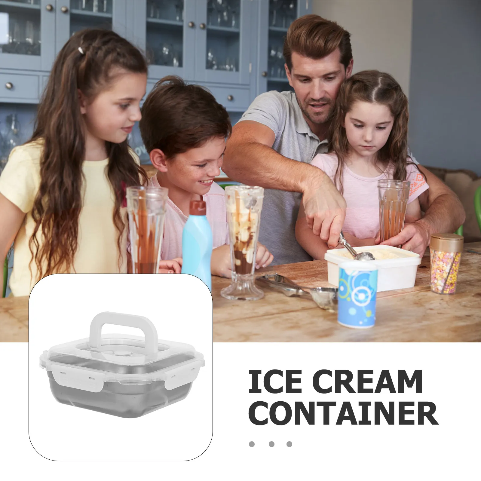 1800Ml Stainless Steel Ice Cream Storage Container Refillable Airtight Seal Freezer Safe Box for Homemade Yogurt Dessert Sorbet