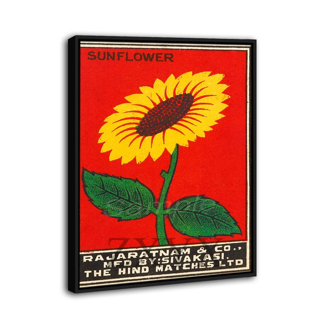 

Vintage Sunflower Safety Matches Advertising Framed Poster Print Home Decor Wall Art Painting Oil Canvas