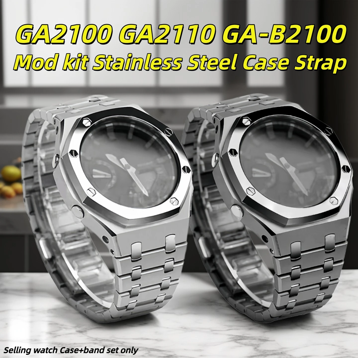 GA2100 Mod kit Steel Case Strap For Casio G-SHOCK GA-2100 GA-2110 GA-B2100 Modified Metal watch bezel watchband set Accessories