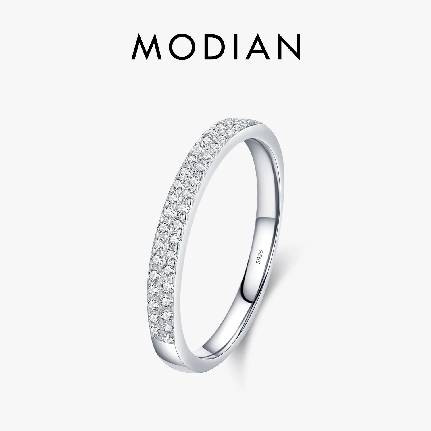 Modian Classic Design Sparkling Cubic Zirconia Ring Real 925 Sterling Silver Kobiece pierścionki zaręczynowe dla kobiet Biżuteria