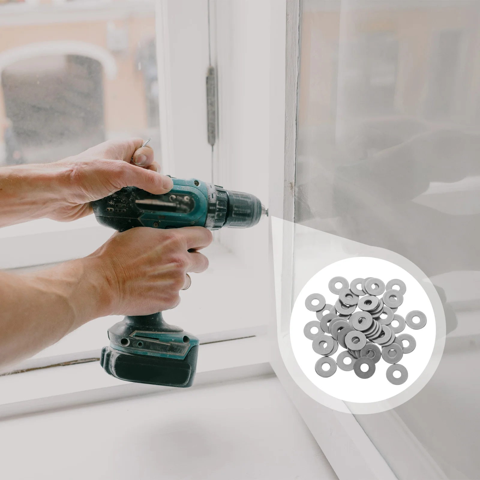 

50Pcs Stainless Steel Flat Washers Thickened Round Small Screw Gasket Replacement for Furniture Equipment Maintenance Fastening