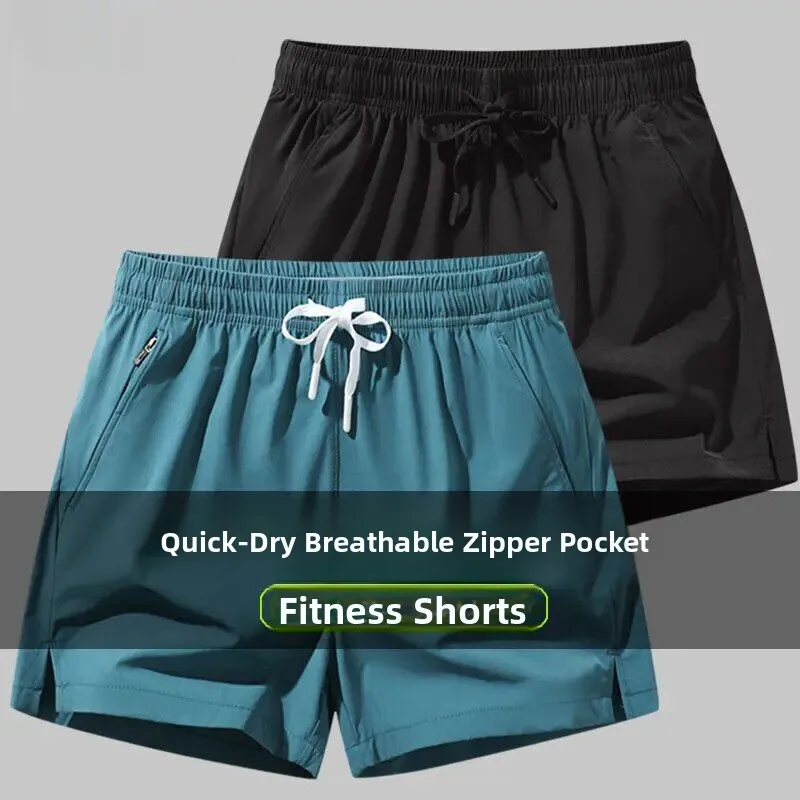 

Men's Summer Ice Silk Quick Dry Breathable Swimming Shorts Running Training Fitness Sports Beach Three-quarter Length Straigh...
