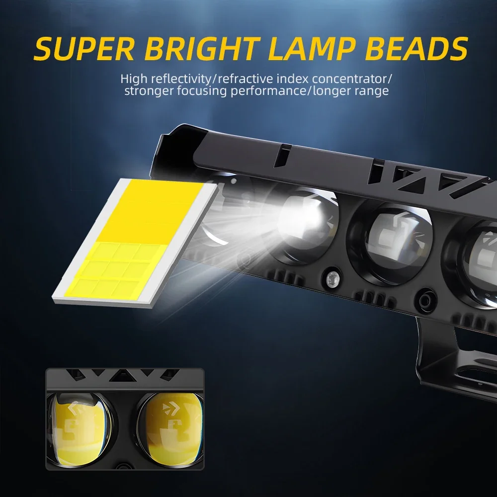 4/5/6 Lens LED Spotlight White Yellow Hi-Low Beam Headlight Super Bright Work Light For Jeep Truck Tractor SUV ATV 4x4 Offroad