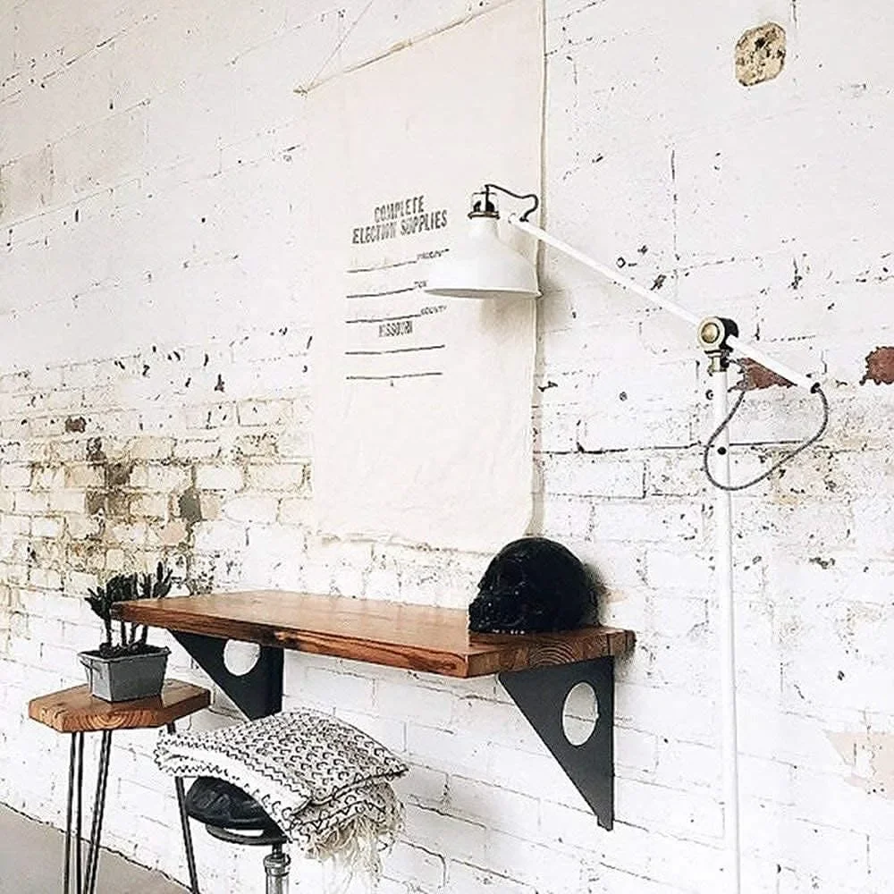 

Industrial Rustic Wall-Mounted Drop-Leaf Table, Dining Table Desk, Pine Wood Wall-Mounted Bar Tables (47"X14")
