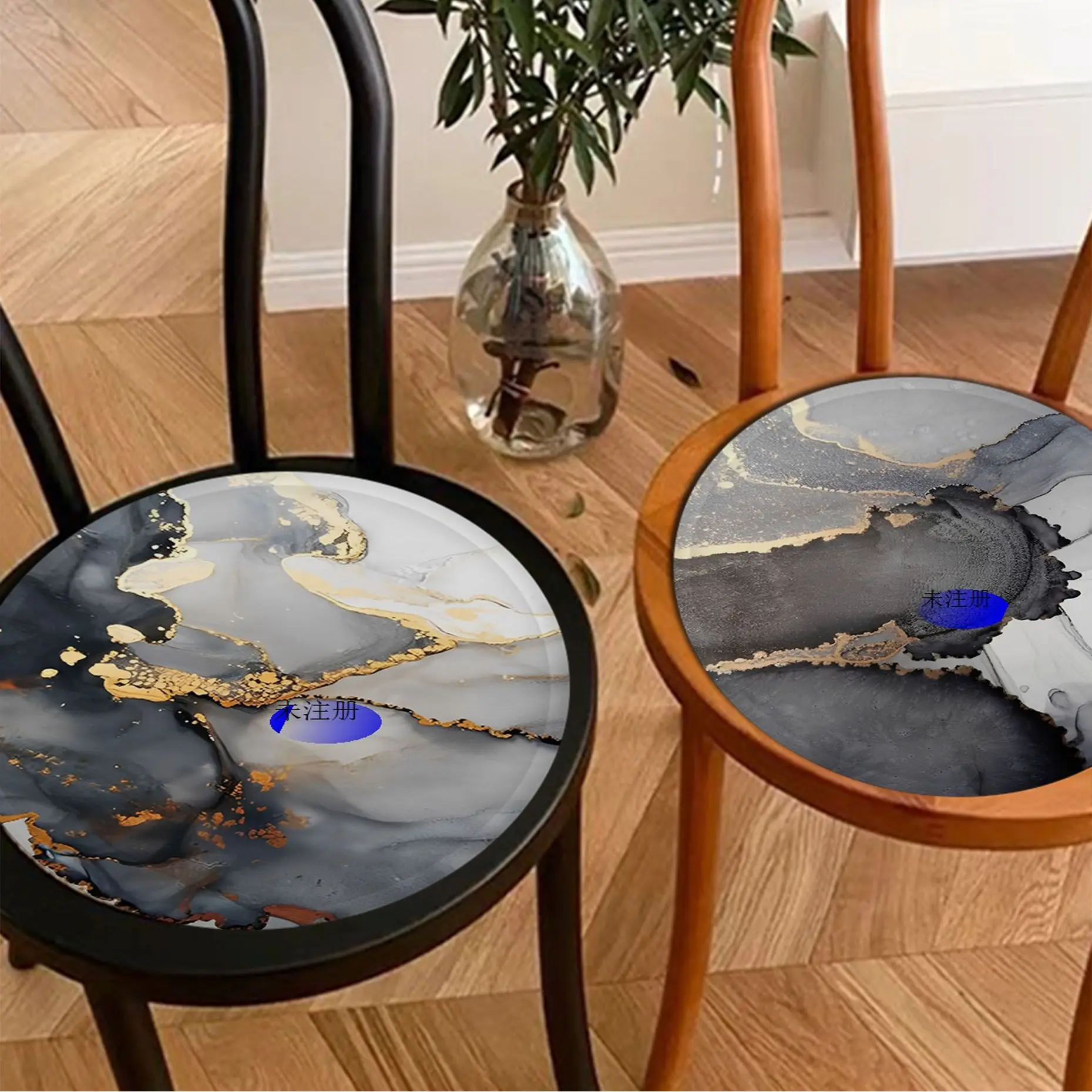 

Black Gold Abstract Painting Gilt Marble Tie Rope Chair Cushion Soft Office Car Seat Comfort Breathable 45x45cm Sofa Cushion