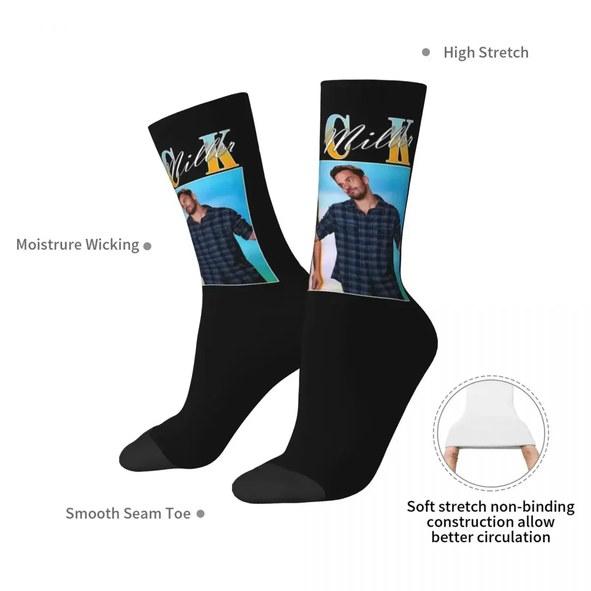 NICK MILLER Homage Tee Classic Socks Harajuku Super Soft Stockings All Season Long Socks Accessories for Unisex Birthday Present