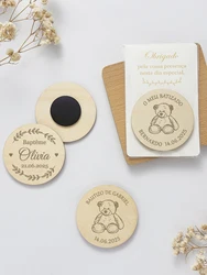 Baptism Souvenir Personalized Wooden Magnet Baptism Gift for Guest First Birthday Party Favor Customized Fridge Magnets