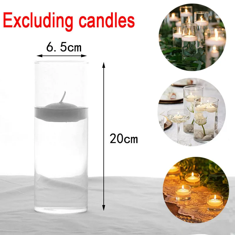 1pcs Clear Cylinder Glass Candle Holder   Floating Candles Round Vases  Wedding Living Room Decorative Party Supply LZT002