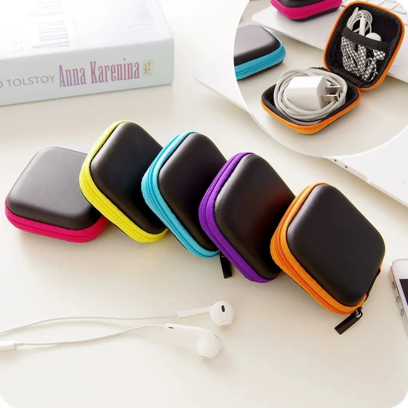 1-4 Stück Reißverschluss-Aufbewahrungstasche für kabelgebundene Kopfhörer, Datenkabel, Mini tragbare kleine quadratische Tasche für AirPods, Schlüssel, Geldbeutel, Schutzhülle