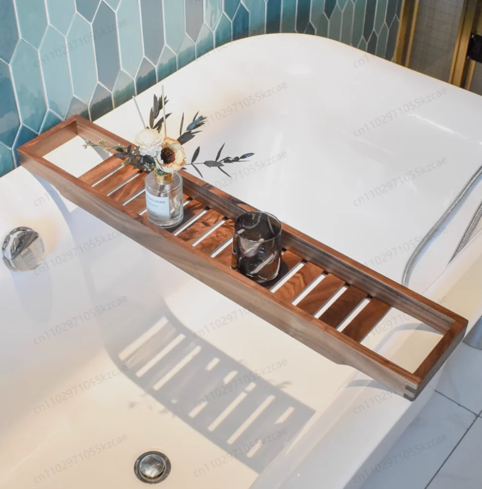 

Полка для ванны из цельного дерева, простая доска для хранения ванных комнат в японском стиле, идеально подходит для организации аксессуаров для ванной