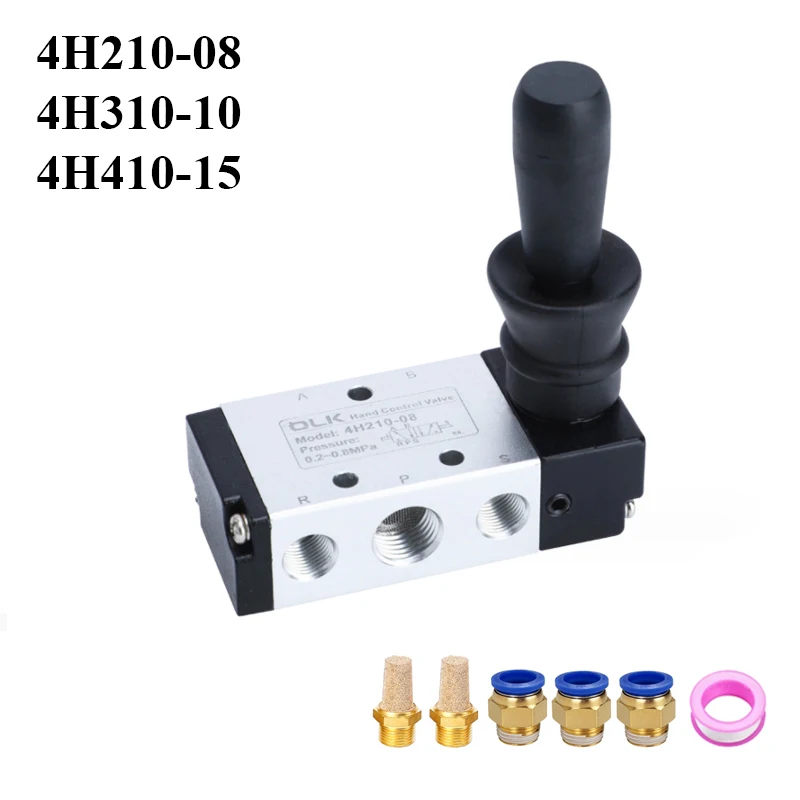 

4H210-08 4H310-10 4H410-15 5/2 Way 2 Position 5 Port Air Manual Valve Pneumatic Control Hand Lever Operated Control Valve