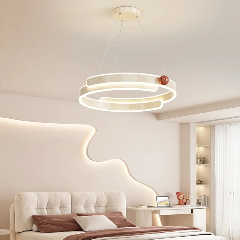 

French Cream Style Bedroom Pendant Light Circular Restaurant Light Dining Room Light Creative Design White Indoor Lighting Lamp