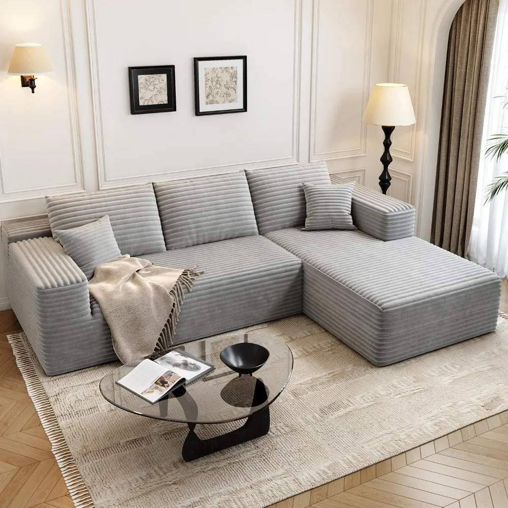 

107.5" Cloud Modular Sectional Sofa Couch with L-Shape Chaise,Modern Minimalist Upholstered Couches for Living Room Bedroom,Deep
