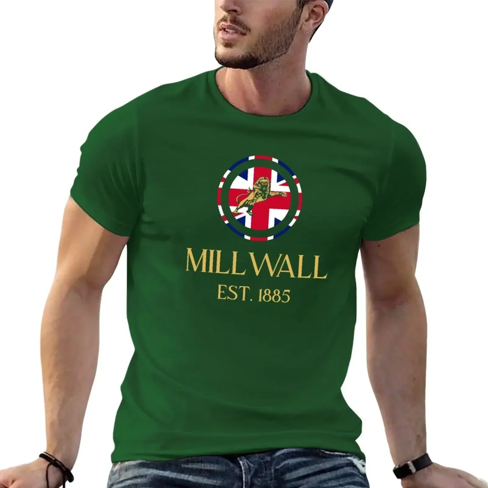 vintage mens designer clothes new in tops & tees Sweatshirt New Arrival Round Collar Short Sleeve Cotton Millwall Gold GB TShirt