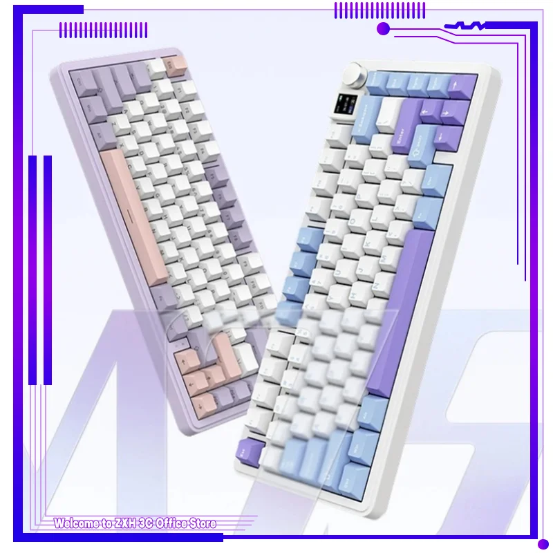 

Xinmeng M75 Mechanical Keyboard 81keys Three Mode Hot Swap Diy Screen Aluminium Alloy Rgb Backlight Win/mac Keyboard Accessories