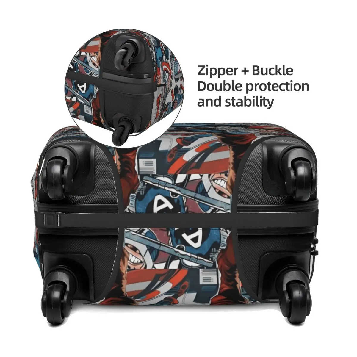 Custom Classical Captain America Luggage Cover Protector Funny Comics Design Travel Suitcase Covers for 18-32 Inch