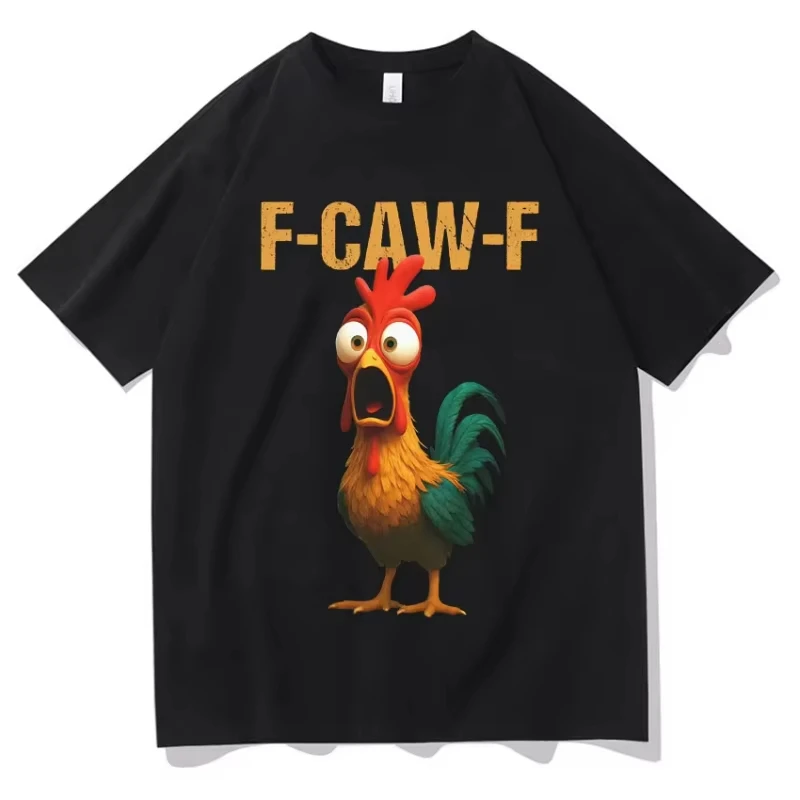 Men's Funny Rooster Graphic T Shirt Summer Casual F-CAW-F Humor Slogan Print Loose Short Sleeve Casual Streetwear Tee Tops DX012