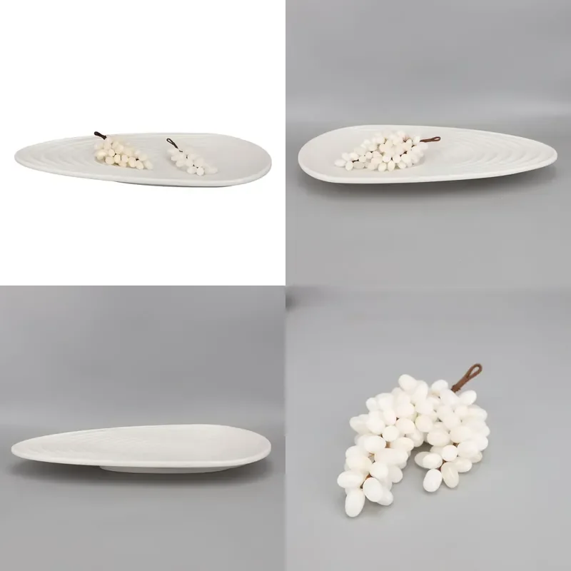Simple Modern Shell Fruit Plate Jade Grape Model for Room Hotel Home Living Room TV Cabinet Soft Decoration Ornament