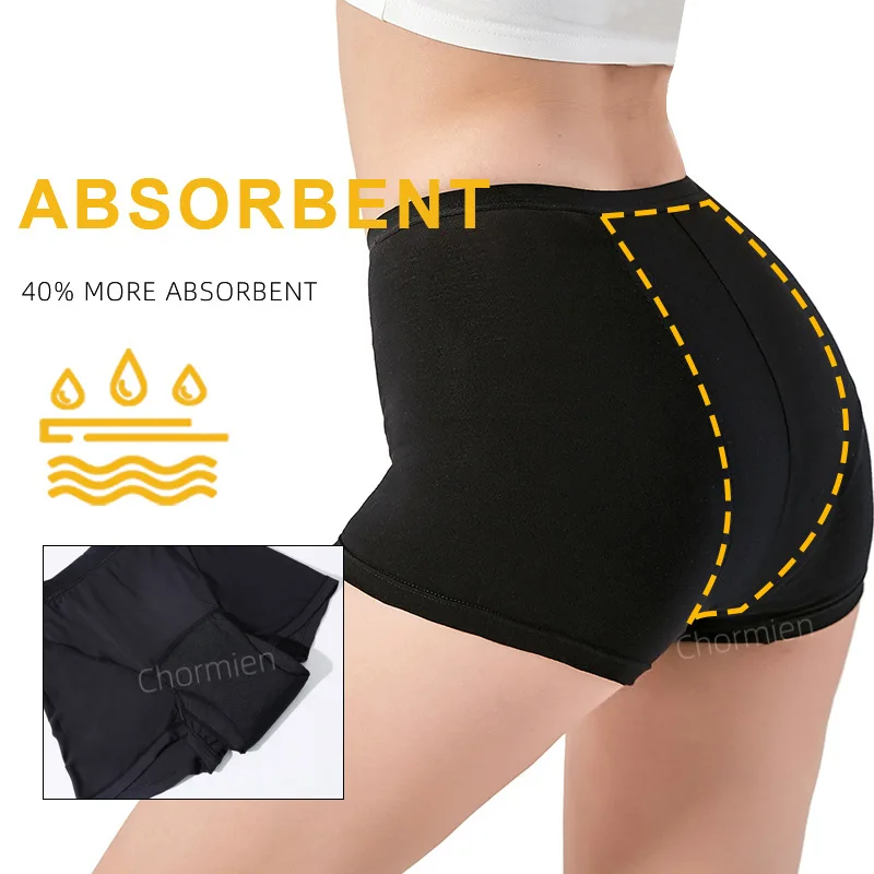 Four-Layer Leak-Proof Women\'s Boxer Knickers High Absorption Comfortable Menstrual Period Boxer Menstrual Panties