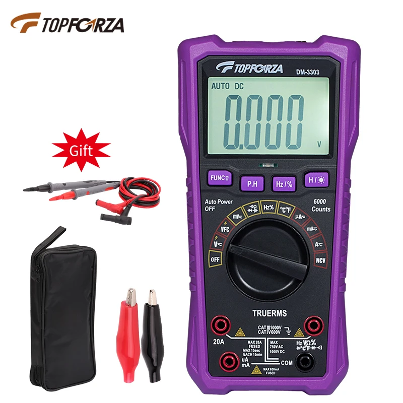 True RMS Digital Multimeter AC DC Voltage Resistance Diode Freguency Multitester 20A Current  Ammeter Voltmeter Ohm Multimetro