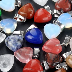 Fashion Malachite Crystal Agate Natural Semi precious Stone Love Pendant DIY Necklace Earrings Jewelry Accessories Gift 2pcs