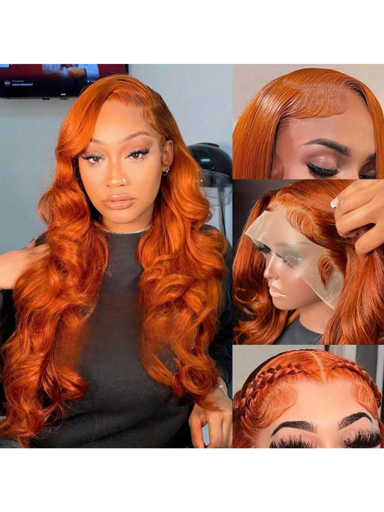 13x6 HD Ginger Lace Front Wigs Human Hair Ginger Orange Human Hair Lace Front Wigs 200% Density Transparent Lace Frontal Human Hair Wigs Pre Plucked With Baby Hair