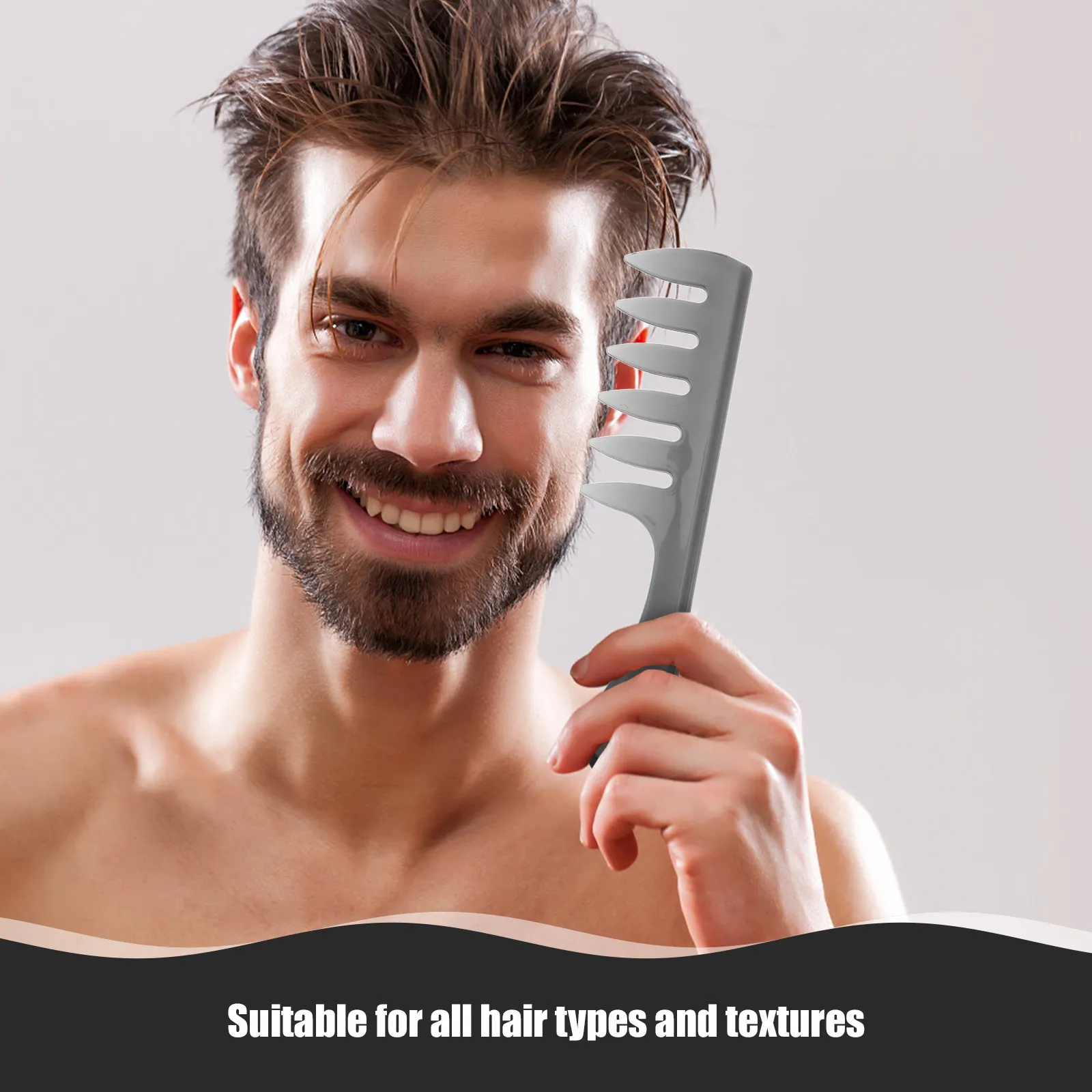 Vintage Wide Tooth Hair Comb Retro Oil Head Styling Detangling Shampoo Comb Black Salon Barber Hairstylist Tool - view 2