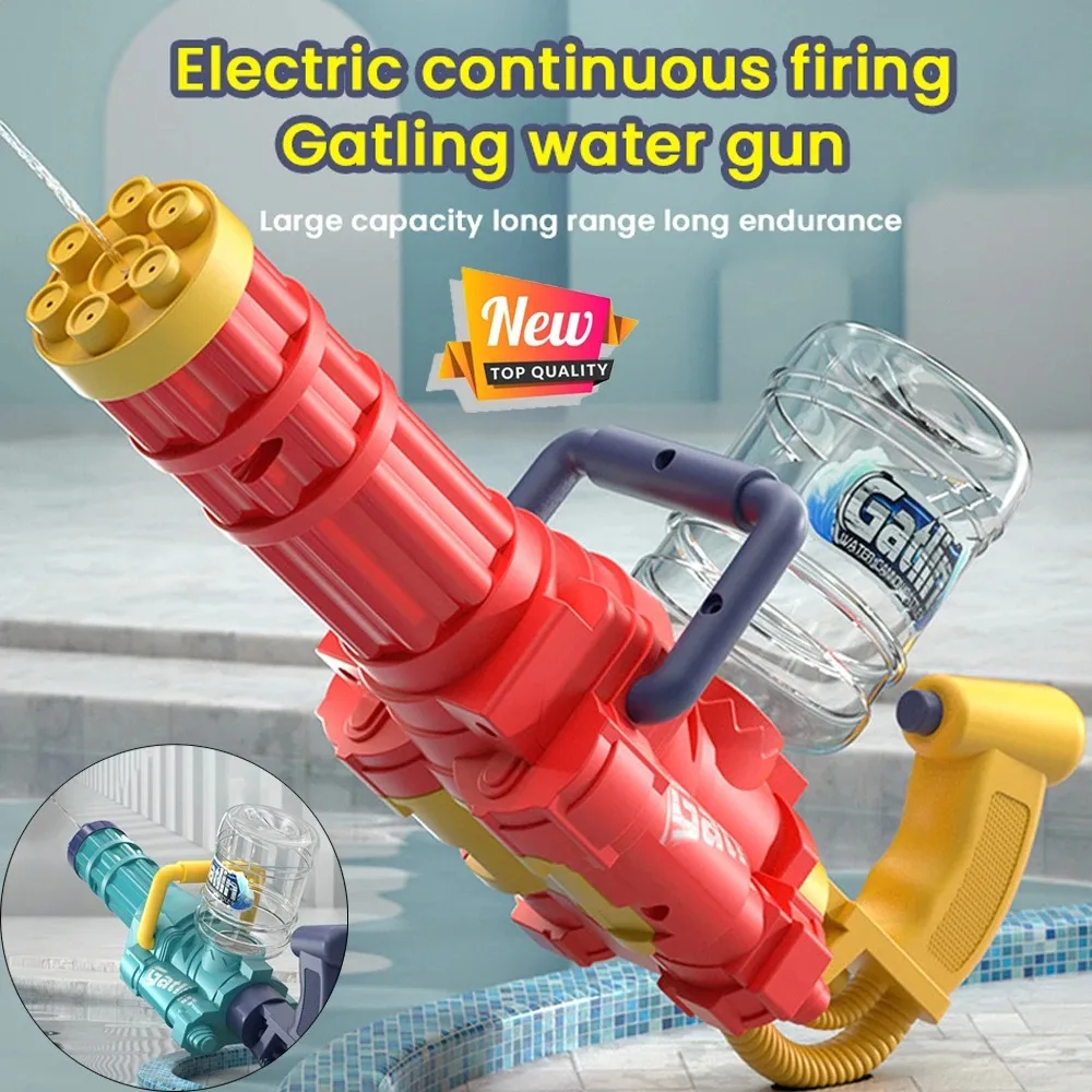 Electric continuous firing Gatling water gun with large capacity and long range for outdoor water fights