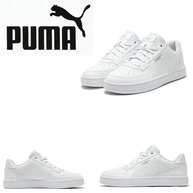 

PUMA Unisex Triple White Low Top Sneakers 392290-02 Leather Upper Casual Lifestyle Shoes