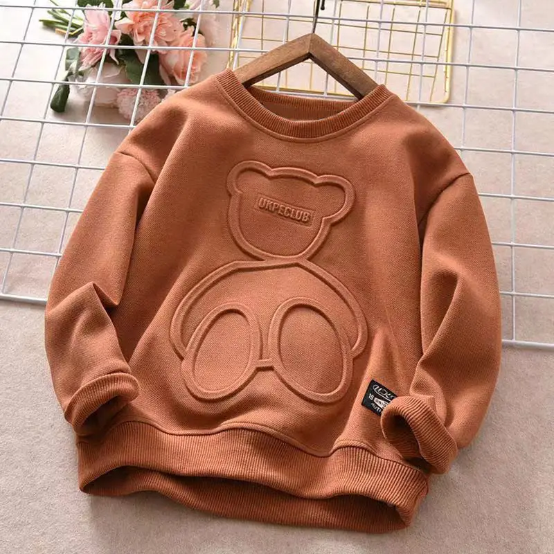 Children’s Cartoon Pattern Sweatshirt Boy Autumn Long-sleeved Warm Pullover Soft Comfortable and Warm Clothing  1-12 years