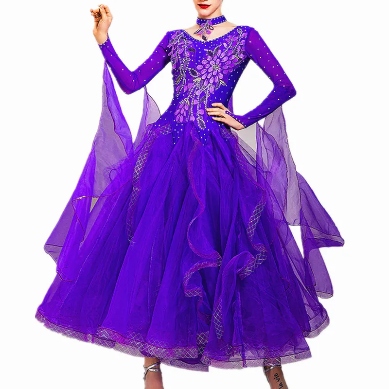 

Floral Ballroom Dance Competition Dress For Dancing Clothes Waltz Dress Foxtrot Dance Costumes Dance Wear Princess Ball Gown