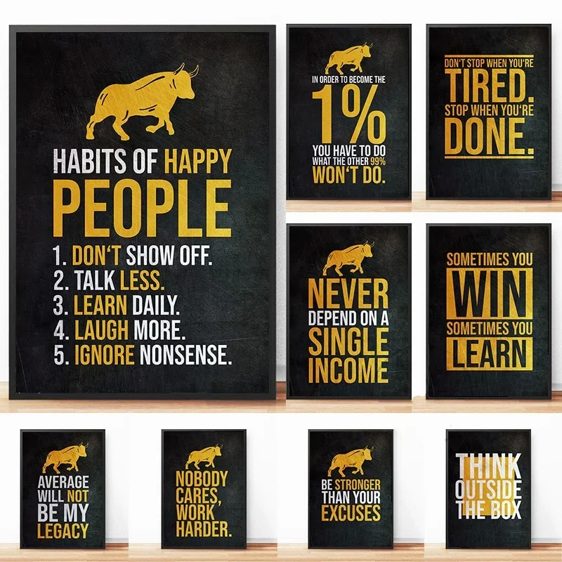 تحفيزية إقتباس أفضل التجارين تجارة الأسهم شراء الخوف بيع الجشع قماش اللوحة ديكور المنزل جدار الفن ديكور الغرفة