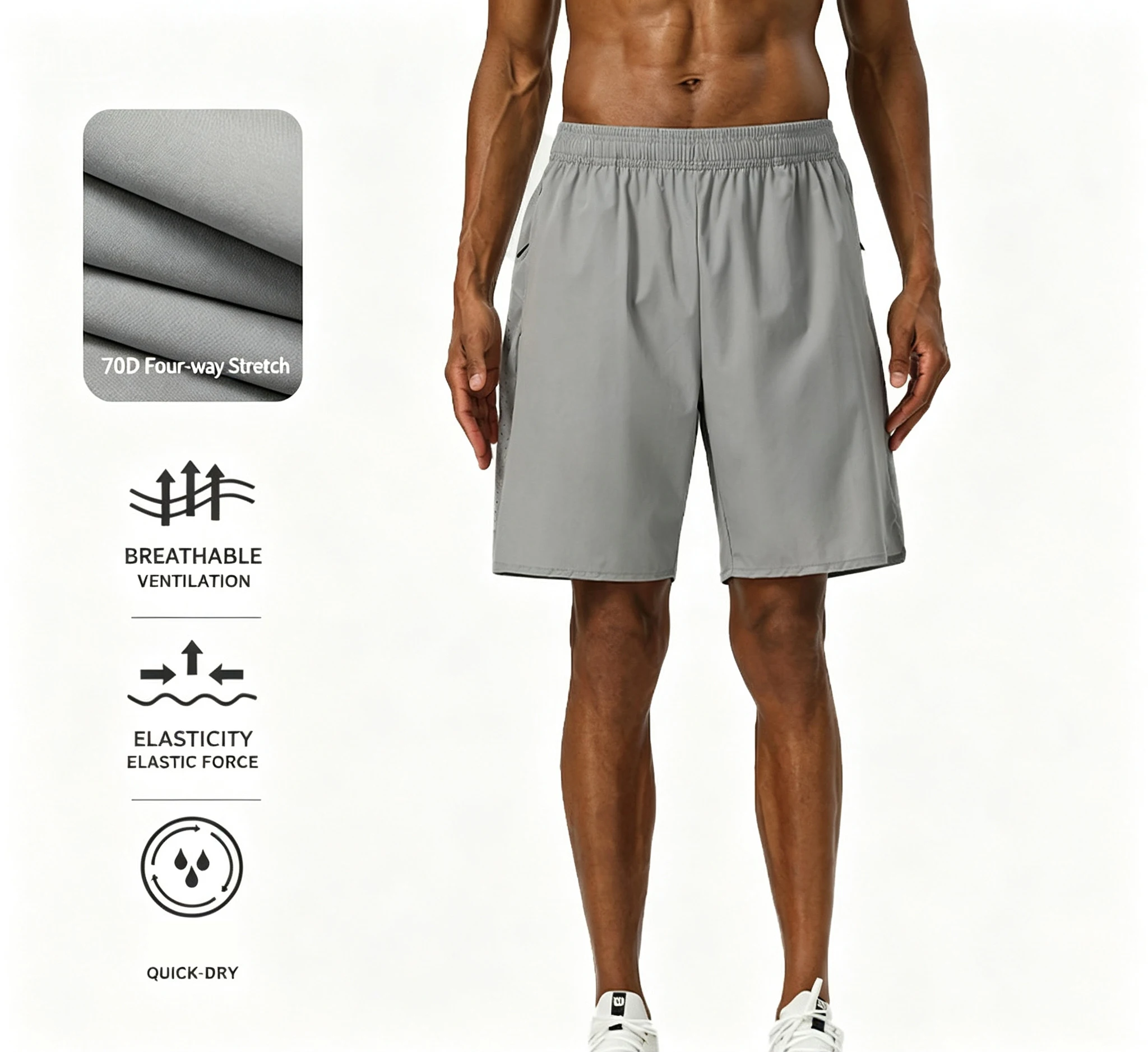 Men's quick-drying, stretchy, casual sports shorts, perfect for marathons, running, and fitness.