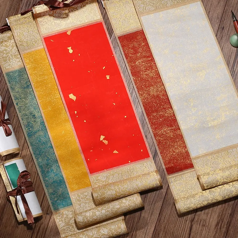 Painting Drawing Paper Gilded Rice Paper Scroll Blank Hanging Scroll Self-made Gifts Mini Batik Trumpet Scroll Handcrafts