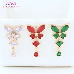 18*32MM 14K Gold Color Brass with Zircon Butterfly Charms Pendants Necklace Earrings Jewelry Making Supplies Accessories