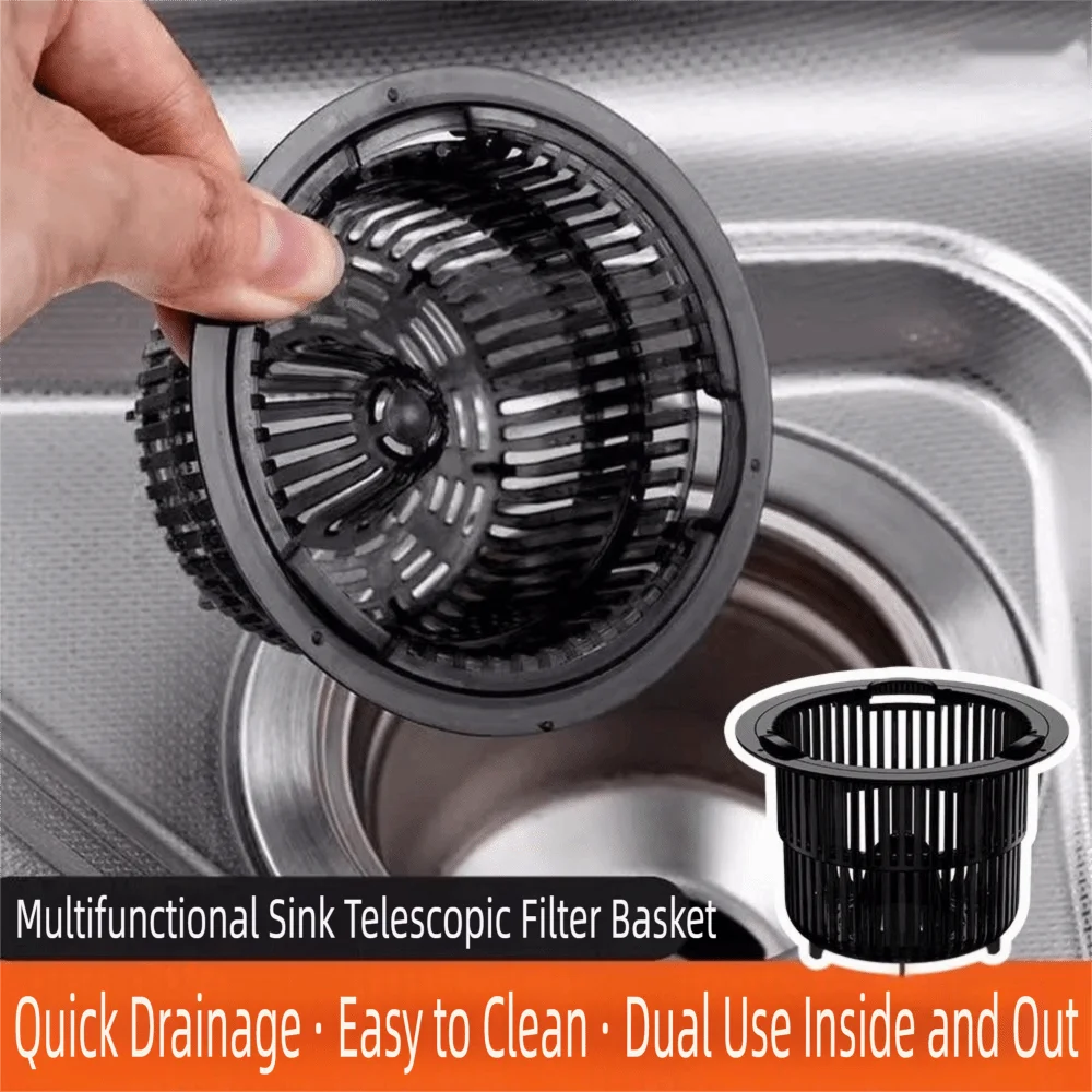 

Durable Retractable Sink Drain Strainer ABS Anti-Clog Kitchen Sink Plug Sink Food Catcher Basket for Inner diameter 7.6-8cm