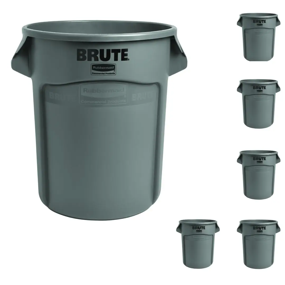 

Commercial Products BRUTE Heavy-Duty Trash/Garbage Can, 20-Gallon, Gray, Wastebasket forHome/Garage/Bathroom/Outdoor/Driveway