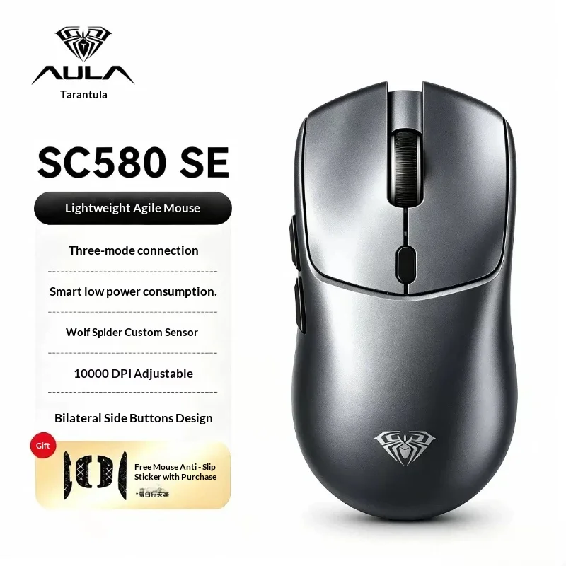 Aulas Sc580se Tri-Mode Wireless Mouse, Bluetooth 5.0 2.4g Lightweight Ergonomic Office Mouse For Laptop Pc Business