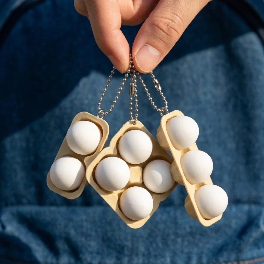 Squeeze 3D Printed Egg Tray Clicker Novelty Portable Button Clicker Keyring Relaxed Cute Keycap Press Keychain Home Use