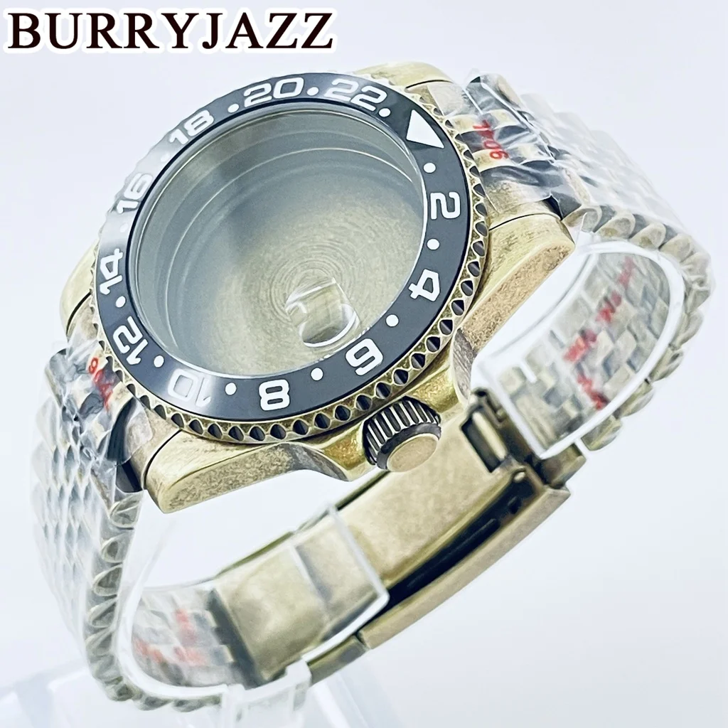 BURRYJAZZ 40mm SUB Case NH35 NH36 NH34 NH38 NH70 NH72 ETA2824 PT5000 Watch Case Retro Sapphire Glass Ceramic Bezel