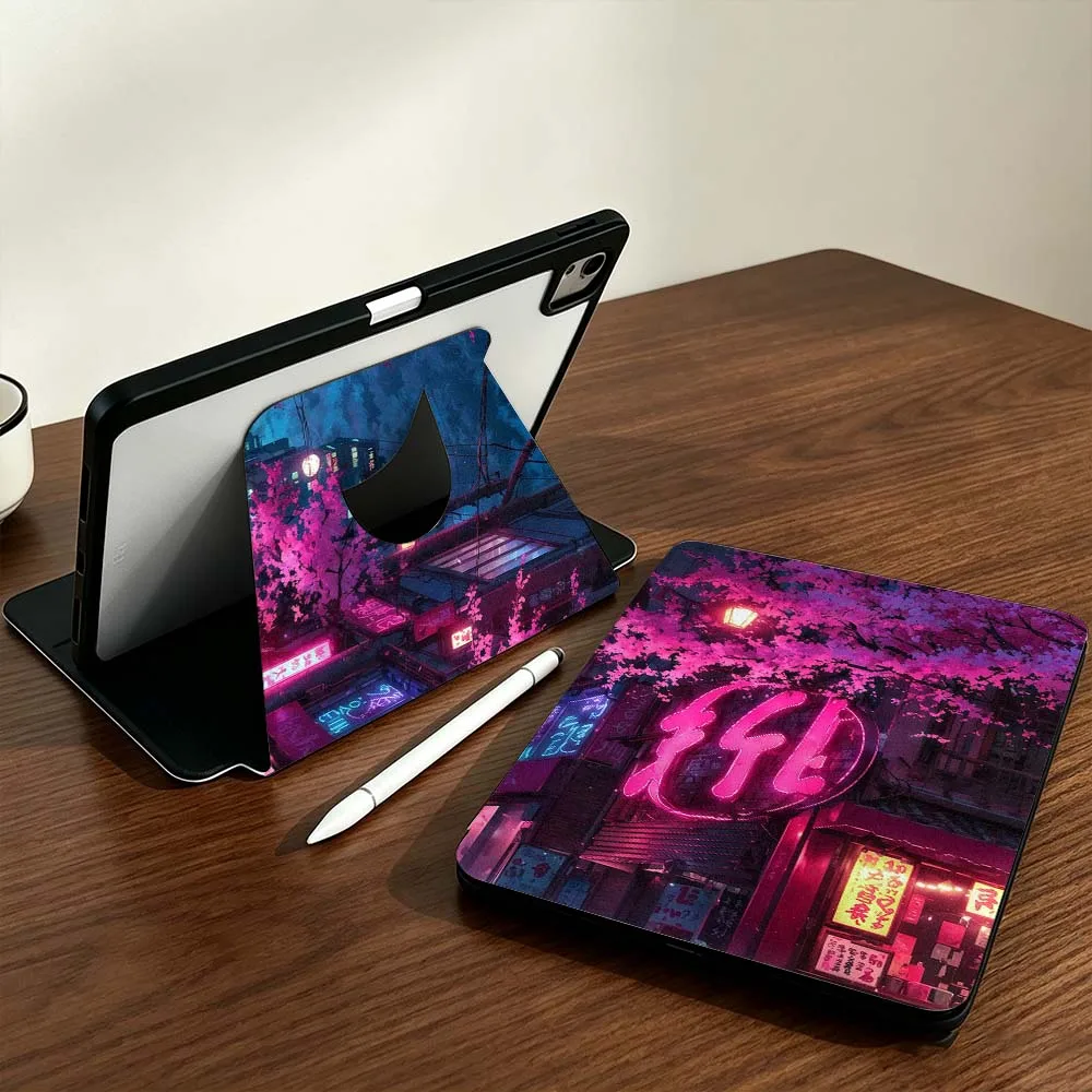 Japan Street Mountain For Samsung Galaxy Tab S9 S10 S11 14.6 13.1 inch FE Ultra 360° Rotation Stylus Storage Tablet Case