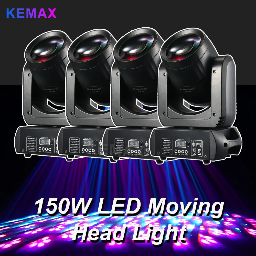

4PCS 150W Moving Head LED Lights 18Prism Disco Mobile Robotic Light Beam DMX DJ Effect Stage Lighting For Nightclub Party Bar