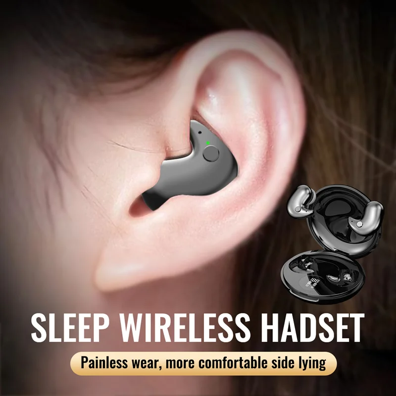 Invisible Sleep Headset With Mic Wireless Bluetooth Earphone IPX5 Waterproof Ultra-Compact HiFi Stereo Sports Earbuds New