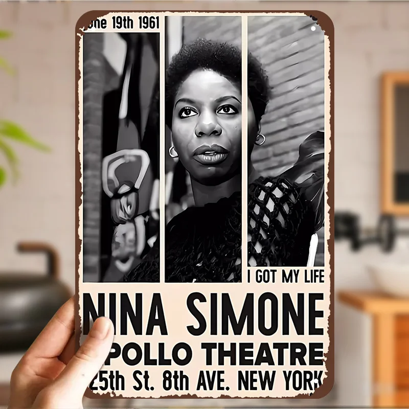 

Vintage Retro Metal Tin Sign - Nina Simone Apollo Theatre Concert Canvas Wall Art for Home & Office Decor