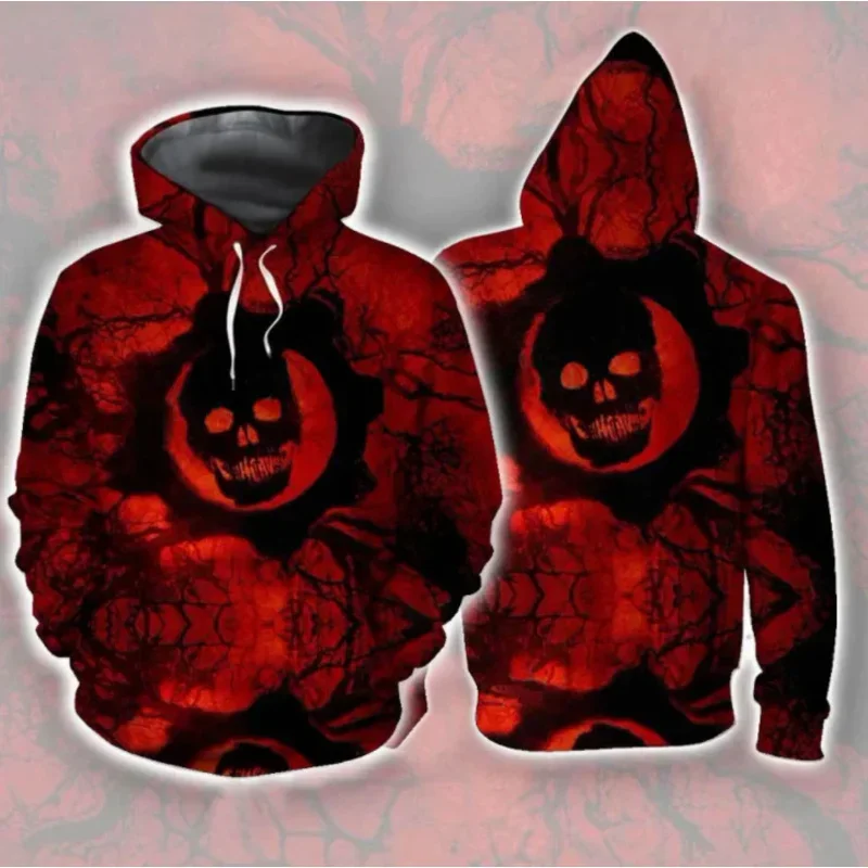 Cos Game war machine 5 3D printed Hooded Sweatshirt gears Cosplay clothing men's and women's casual sports long sleeve coat