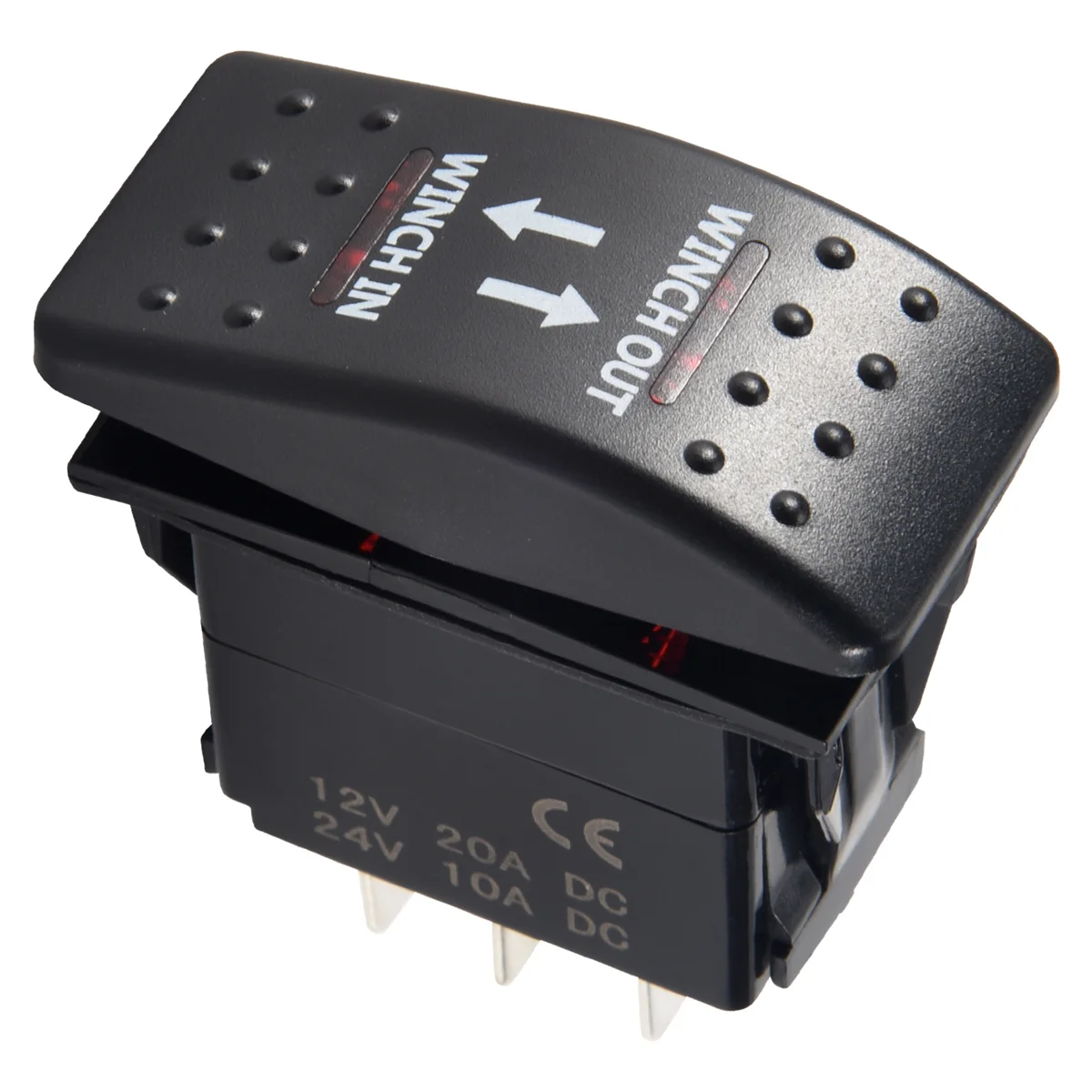 7ピンLED付きロッカースイッチ,赤,12v,20A