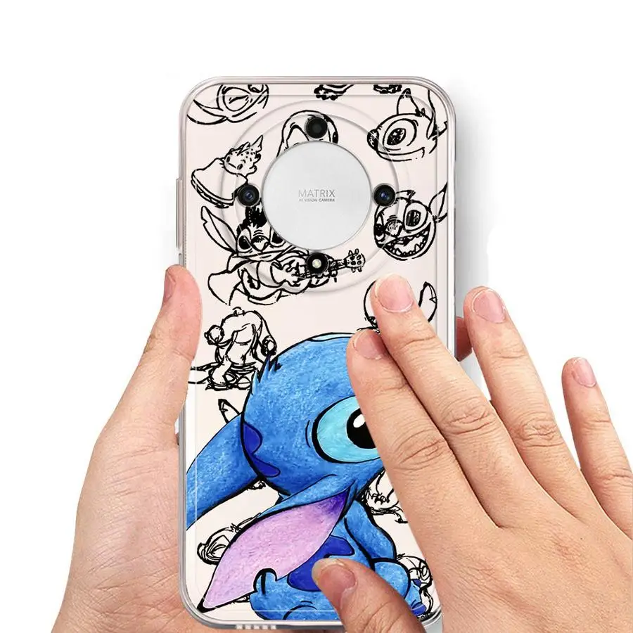 Clear Cover Case for Honor X8a X7b X9a X9b 90 Lite X8 X8b Disney Stitch Cute