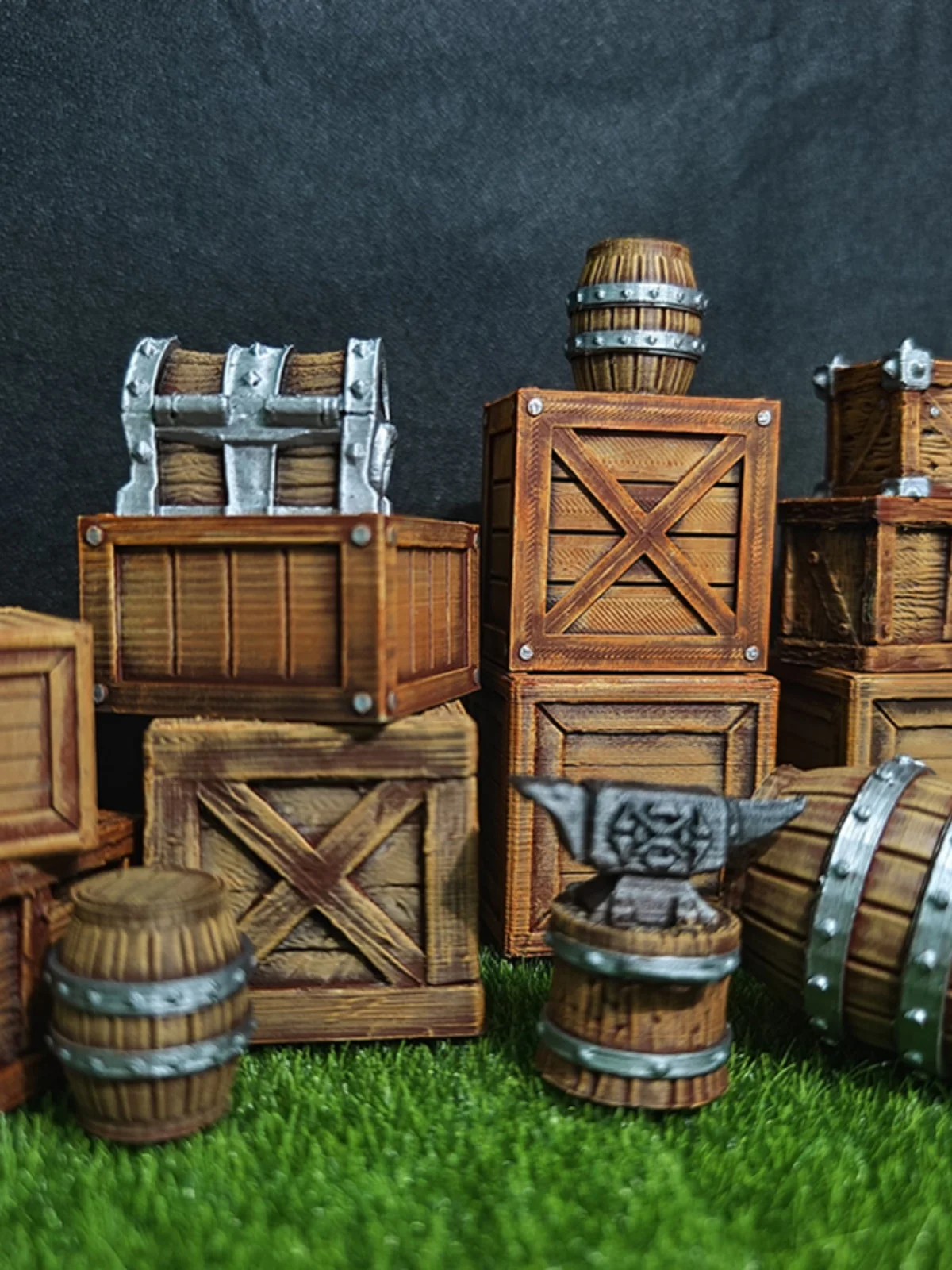 1/35 Simulated Miniature Box Wooden Barrel Treasure Box Model Base Accessories Battlefield And d accessories Equip Old Fuel Tank