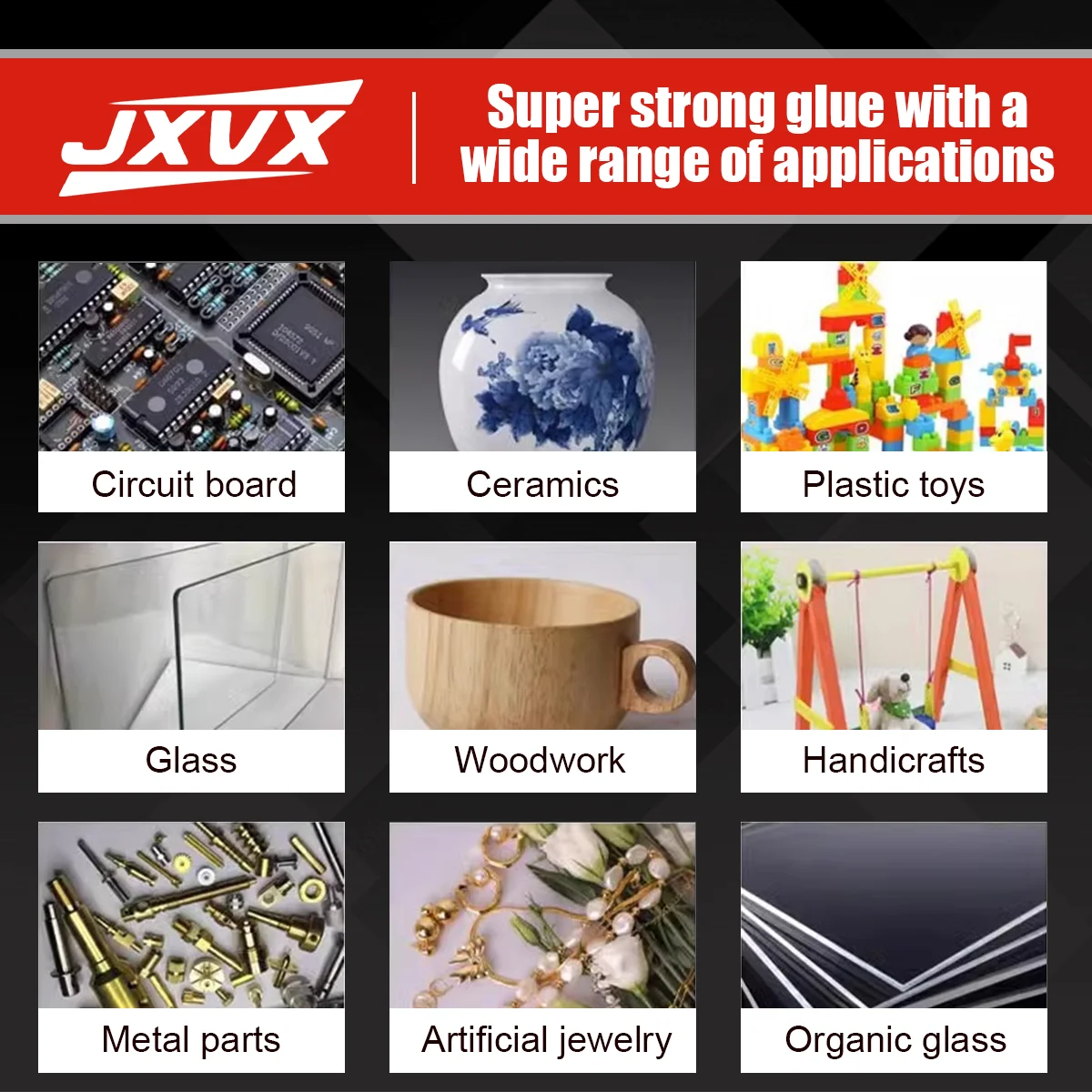 JXVX 50 جرام من الغراء الفائق القوة الأصلي النقي لللحام الزيتي الشفاف العالمي غير الملطخ للبقع لاصق إصلاح فوري قوي للغاية لاصق سريع فائق القوة.